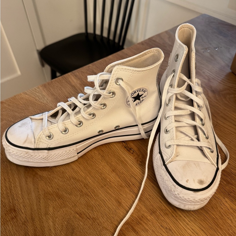 White leather platform Converse - size 6